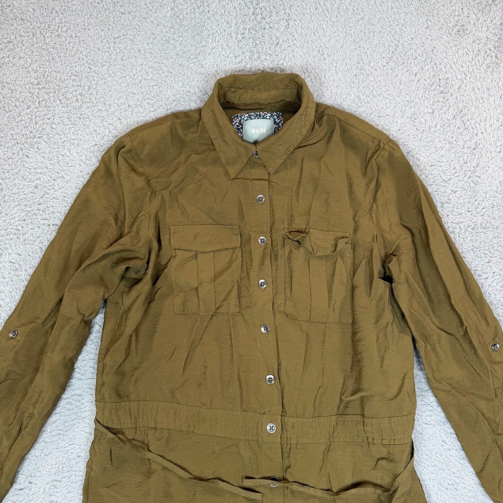 Maeve Anthropologie Olive Green Utility Button Down Shirt Dress Womens Size 2 - Picture 3 of 12